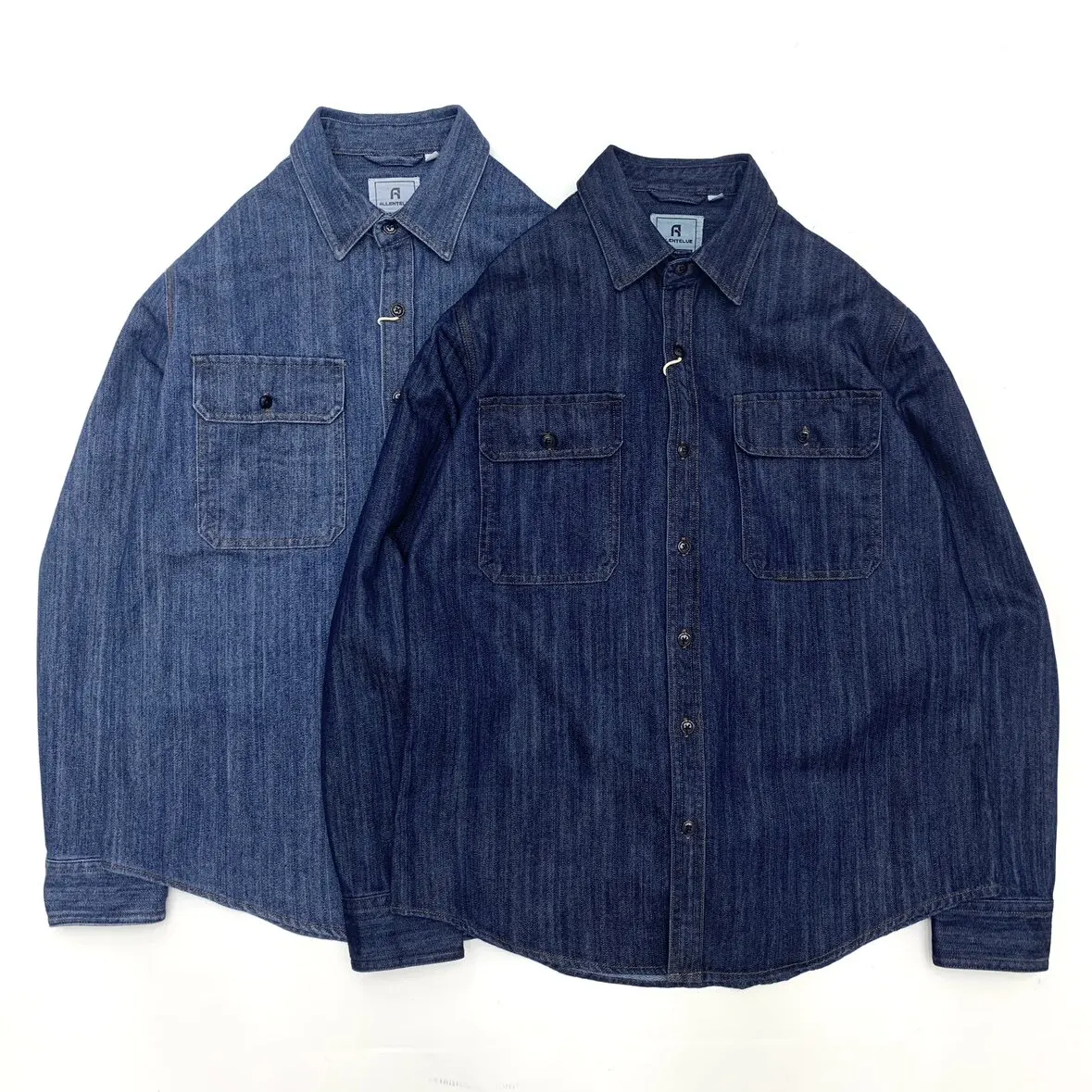 Heavyweight Thick Workwear 100% Cotton Washed Denim Shirt Autumn American Vintage Casual Loose Fit Long Sleeve Men's Shirt