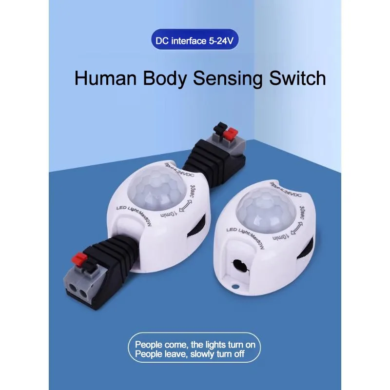 5V 12V 24V low-voltage light strip with human body sensor, infrared switch, with adjustable light control time, suspended bedsid