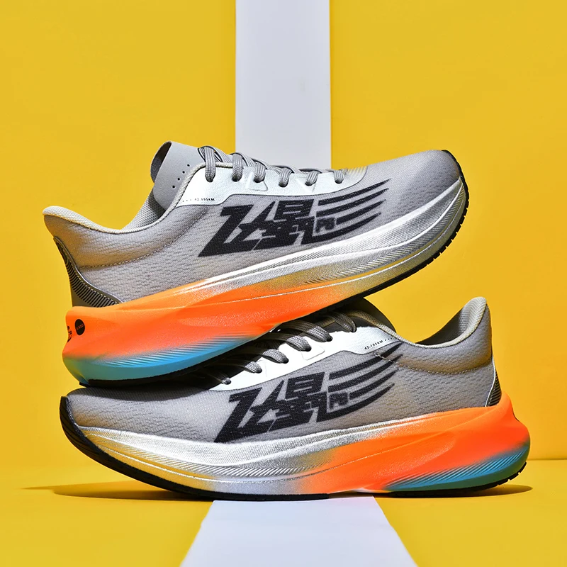 

Sports and leisure shoes, men's shoes, marathon oversized air cushioned shoes, fly woven all season rubber, wear-resistant, anti