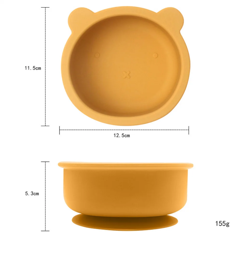 Beadsnice 2pcs Baby Auxiliary Food Bowl Kid Silicone Cute Bear Bowl Feeding Tableware for Infant Baby Supplementary Food Bowls