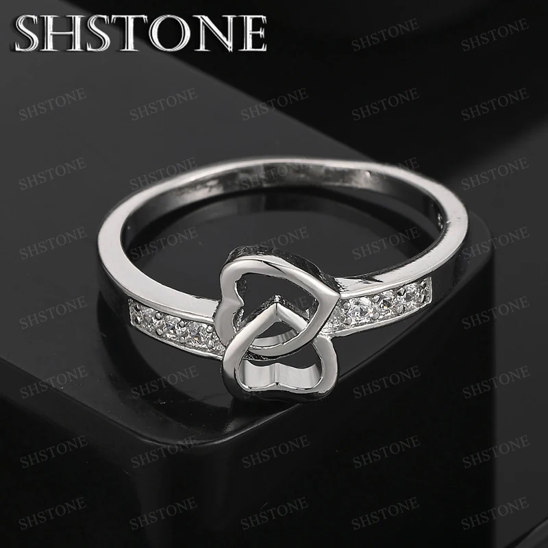 

AAA Zircon 925 Sterling Silver Heart Wedding Ring Lady Party Design High Quality Jewelry Luxury Anniversary Gift Accessories