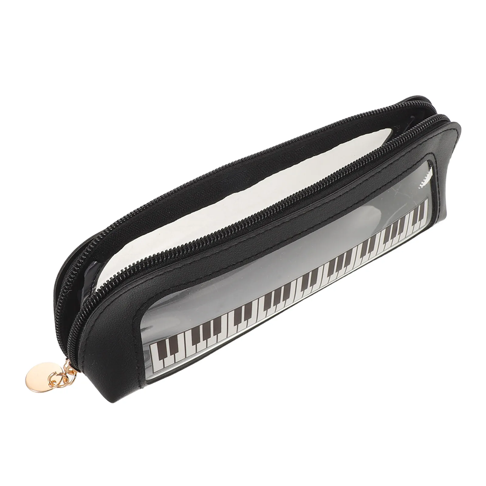 

Прозрачный пенал из ПВХ с дизайном клавиш пианино, вместительный, для школьников, органайзер для канцелярских принадлежностей, прозрачный пенал с музыкальной тематикой