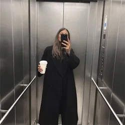 PB&ZA 2024 Autumn/Winter New Women's Wear New Fashion Casual Versatile Soft Loose Long Coat Coat