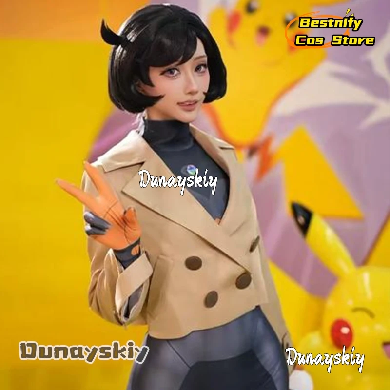 

Bestnify@Аниме-игра Косплей Эмма Костюм Модный британский стиль Хаки Короткая куртка Сексуальный комбинезон ZAA Головные уборы Парики Хэллоуин