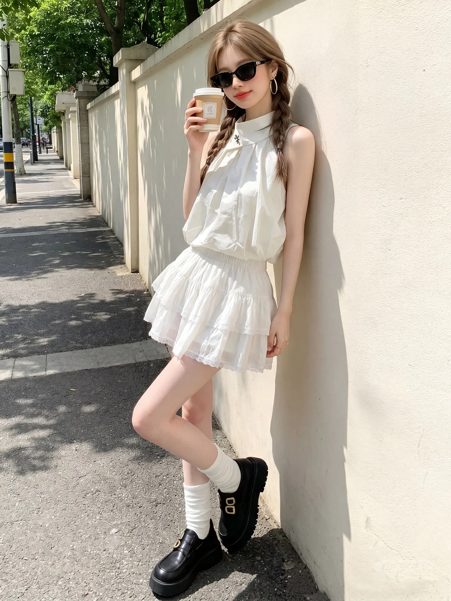 white-lace-short-skirt-women's-summer-2026-new-ballet-style-a-line-pleated-high-waist-puffy-cake-skirt-soft-comfortable