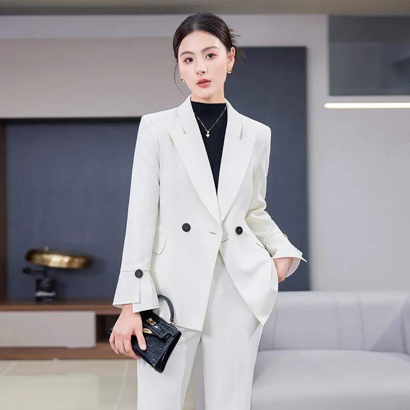 Green Suit Women's 2023 New Suit Wide-Leg Pants High-End and Fashionable Slim Fit Office Commuter Suit Jacket