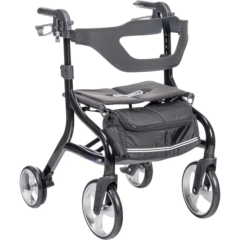 

Drive Medical Nitro Sprint Foldable Rollator Walker with Seat, Standard Height Lightweight Rollator with Large Wheels