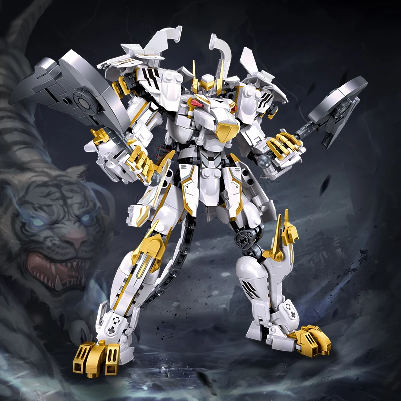 

M38-B1236 Collectible Mecha Series 679PCS White Tiger Mecha puzzle model assembled boys and children building blocks toys