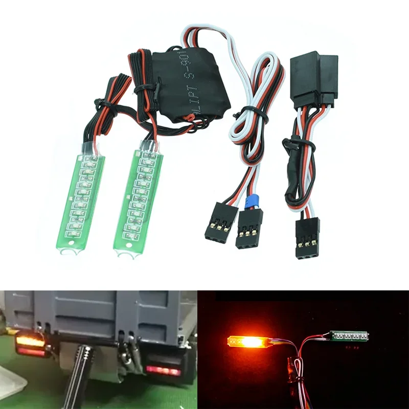 Model Simulation LED Linkage Turn Signal Running Water Tail Lights Universal for 1/14 Tamiya RC Truck Trailer Tipper Car Parts