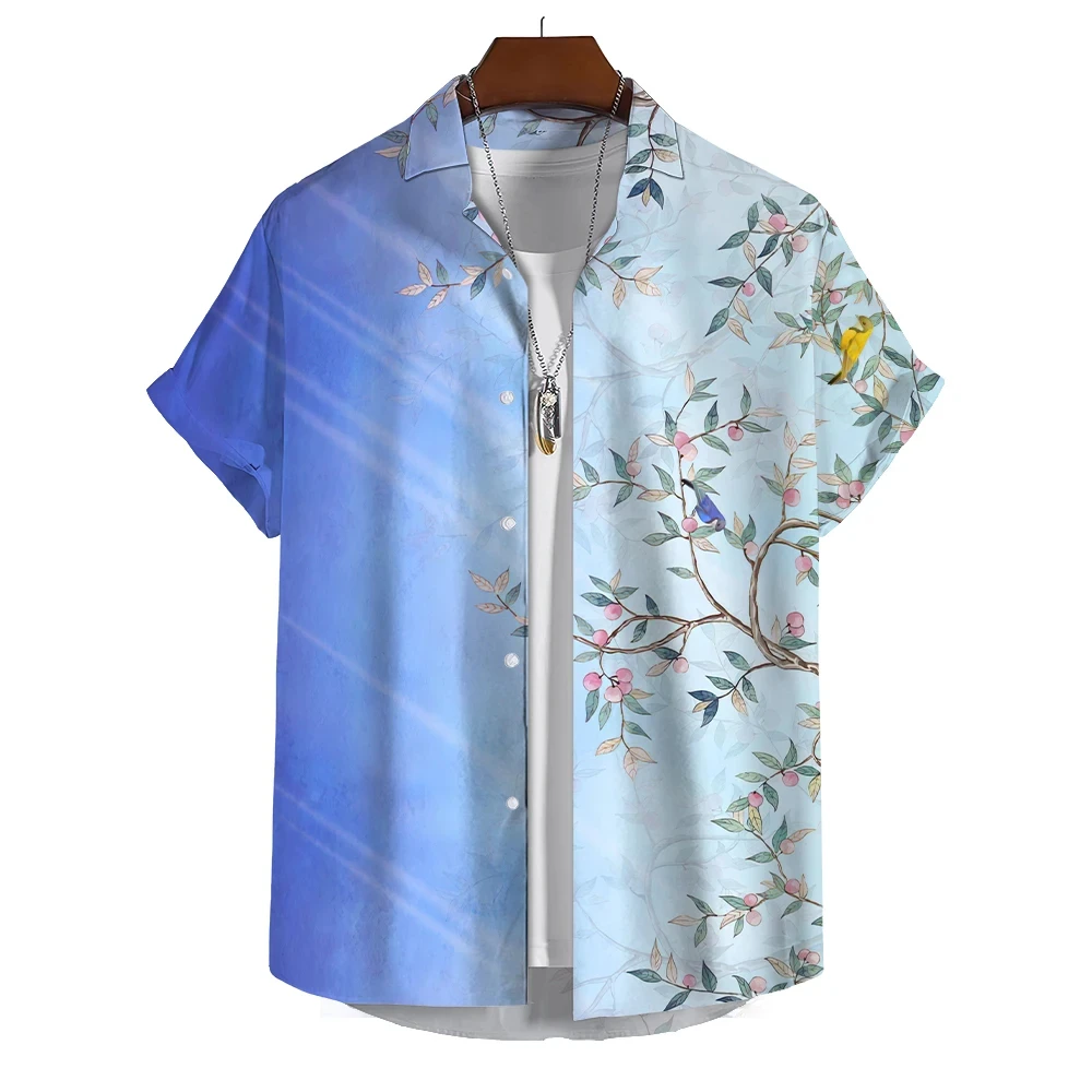 Summer Men\'s Shirt Hawaiian Shirt Floral Pattern 3D Printed Outdoor Street Short Sleeve Button Men Beach Shirt Men Clothing