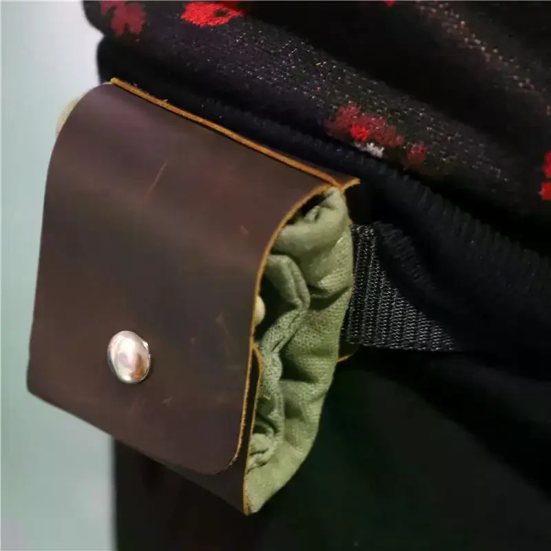 Portable Outdoor Waist Bag Wear-resistant PU Leather Foldable Hanging Storage Pouch for Cycling Running Camping Use