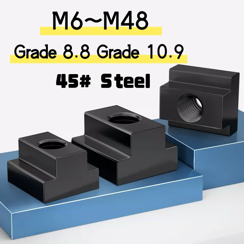Grade 8.8 and Grade 10.9 M6 M8 M10 M12 M14 M16 M18 M20 M27~M48 Black Tapped Through Slot T-nuts T-Slot Nut T Sliding Nut Block S