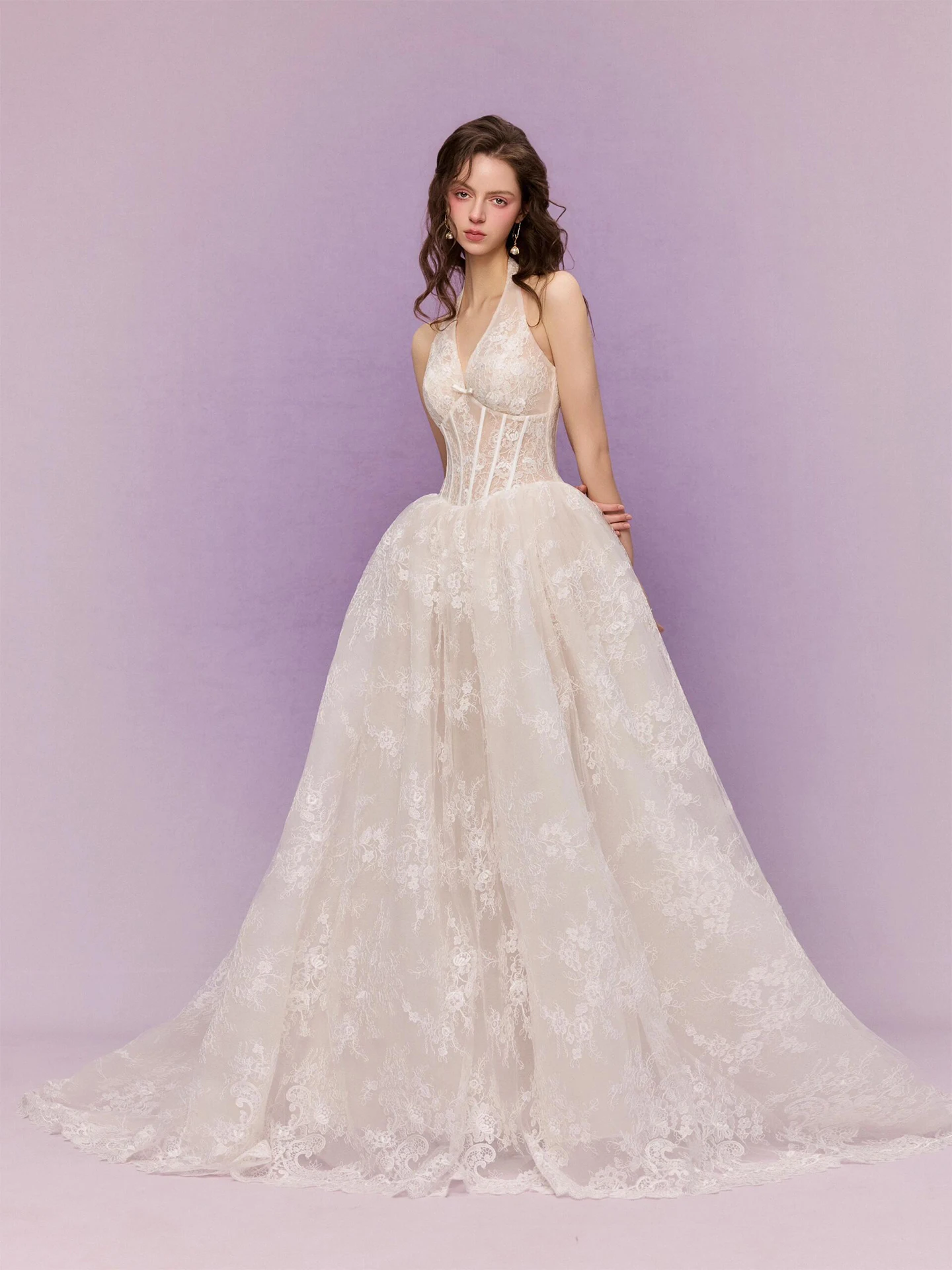 

Stunning Lace Wedding Dr Ne Hanging Bride Marriage Travel Photoaphy Ceremony Sexy Small Train eeting Guest Outing