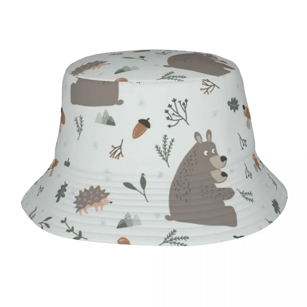 Bucket Bob Cap Hip Hop Gorros Forest Bear And Hedgehog Panama Cap Beach Sun Fishing Hat