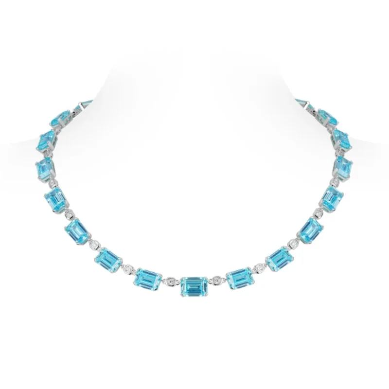 

BELLUX, серебро 925, позолоченное изумрудной огранки, синее ожерелье из синтетического циркония, роскошное стильное ожерелье с воротником, элегантные вечерние украшения