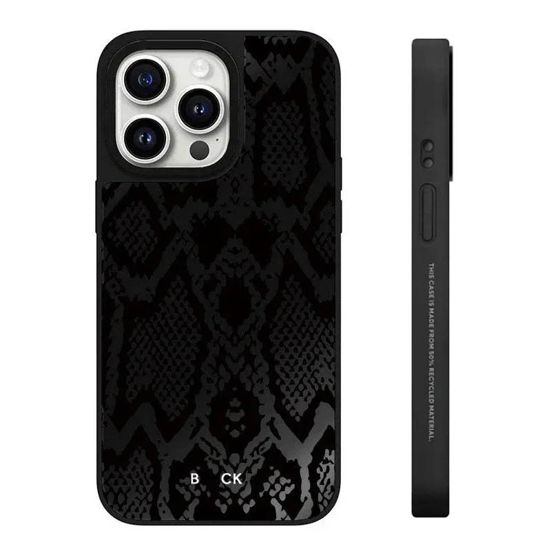 

Mirror Surface Snake Black iPhone 11 12 13 14 15 Pro Max Protective Case, Fits iPhone 15 Pro Max