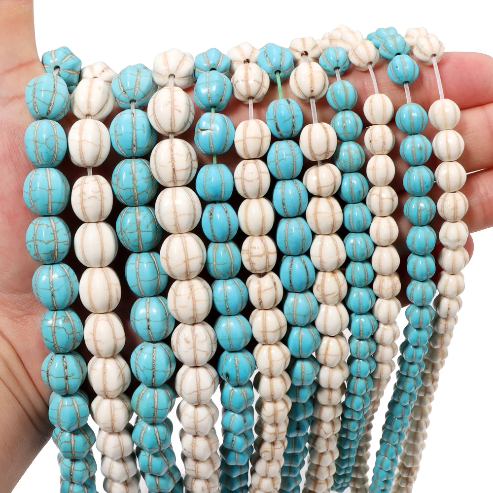 1string Stone Turquoises Pumpkin Beads 8-12mm Loose Beads For DIY Bracelet Necklace Jewelry Making Accessories