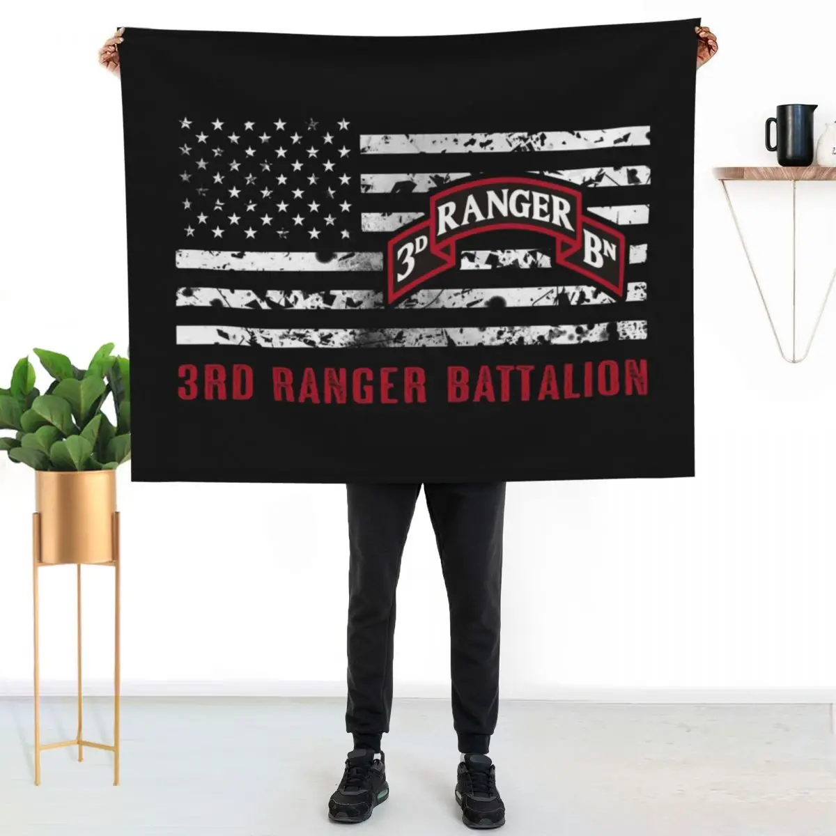 3rd Ranger Battalion Throw Blanket Plush Fuzzy Cozy Blanket for Couch Sofa