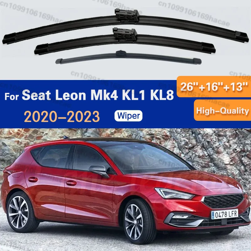 

LHD Front Rear Wiper Blades For Seat Leon Mk4 KL1 KL8 2020 - 2023 2021 2022 3PCS Windshield 26"+16"+13" Rain Brushes Accessories