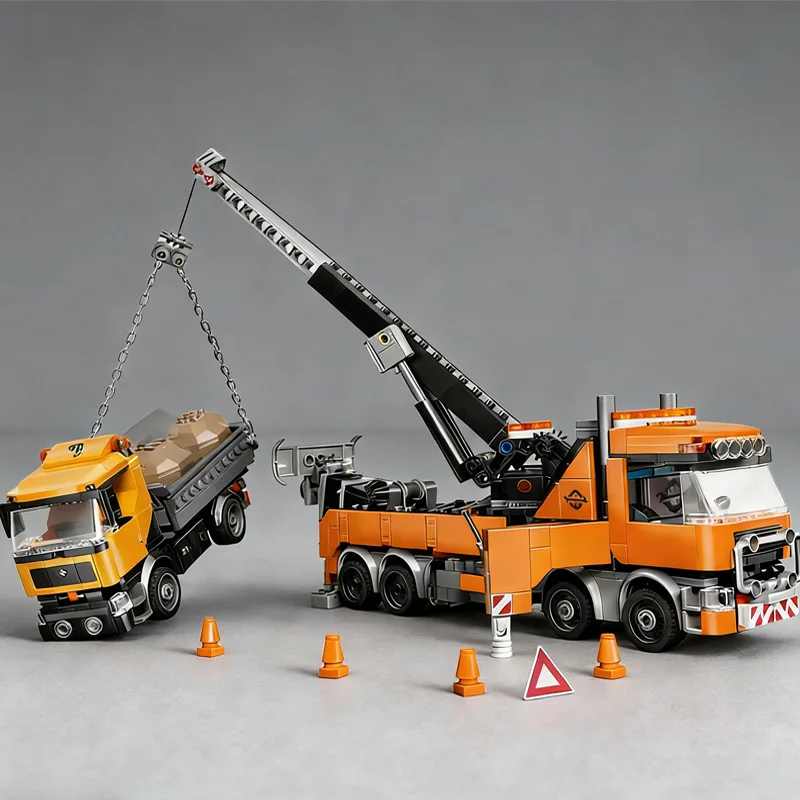 moc 60467 Set di blocchi di costruzione modello di camion gru a torre pesante serie City, regalo di Natale e Halloween