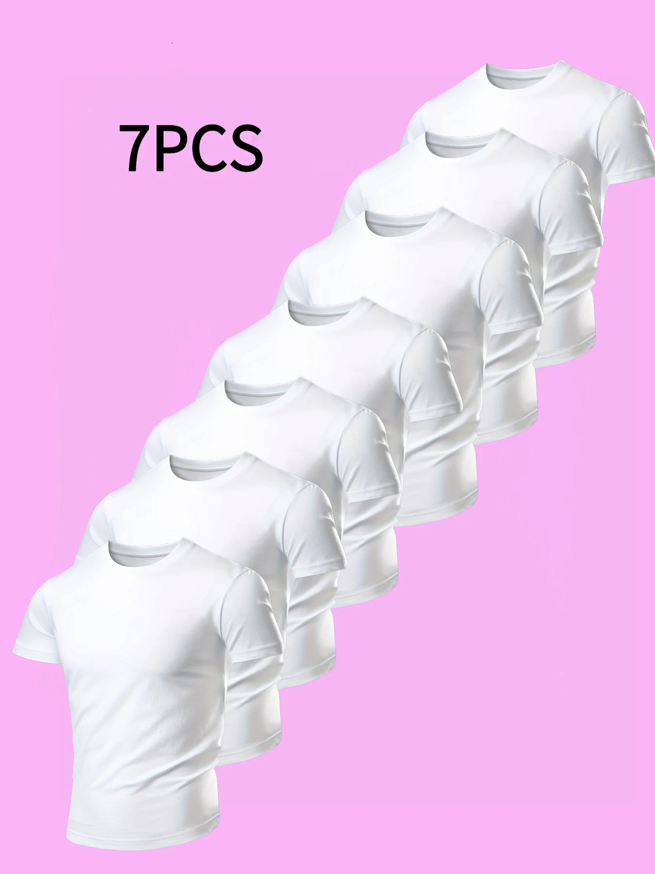 

7 pieces of white ultra light men's quick drying round neck T-shirt - fitness running sweatshirt, moisture wicking