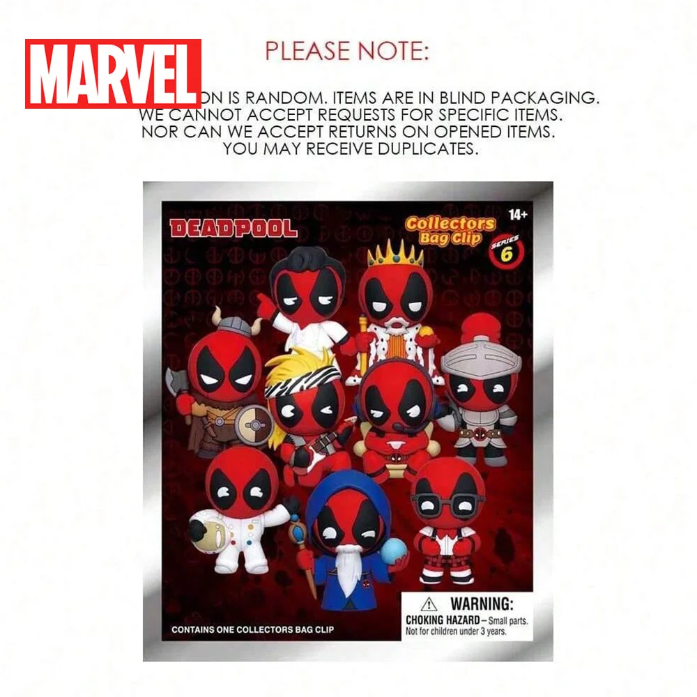 เดดพูล ของสะสมแบบกล่องสุ่มลิขสิทธิ์แท้จากมาร์เวล ฟิกเกอร์ 3 มิติ แบบคลิปหนีบกระเป๋า พวงกุญแจอนิเมะ