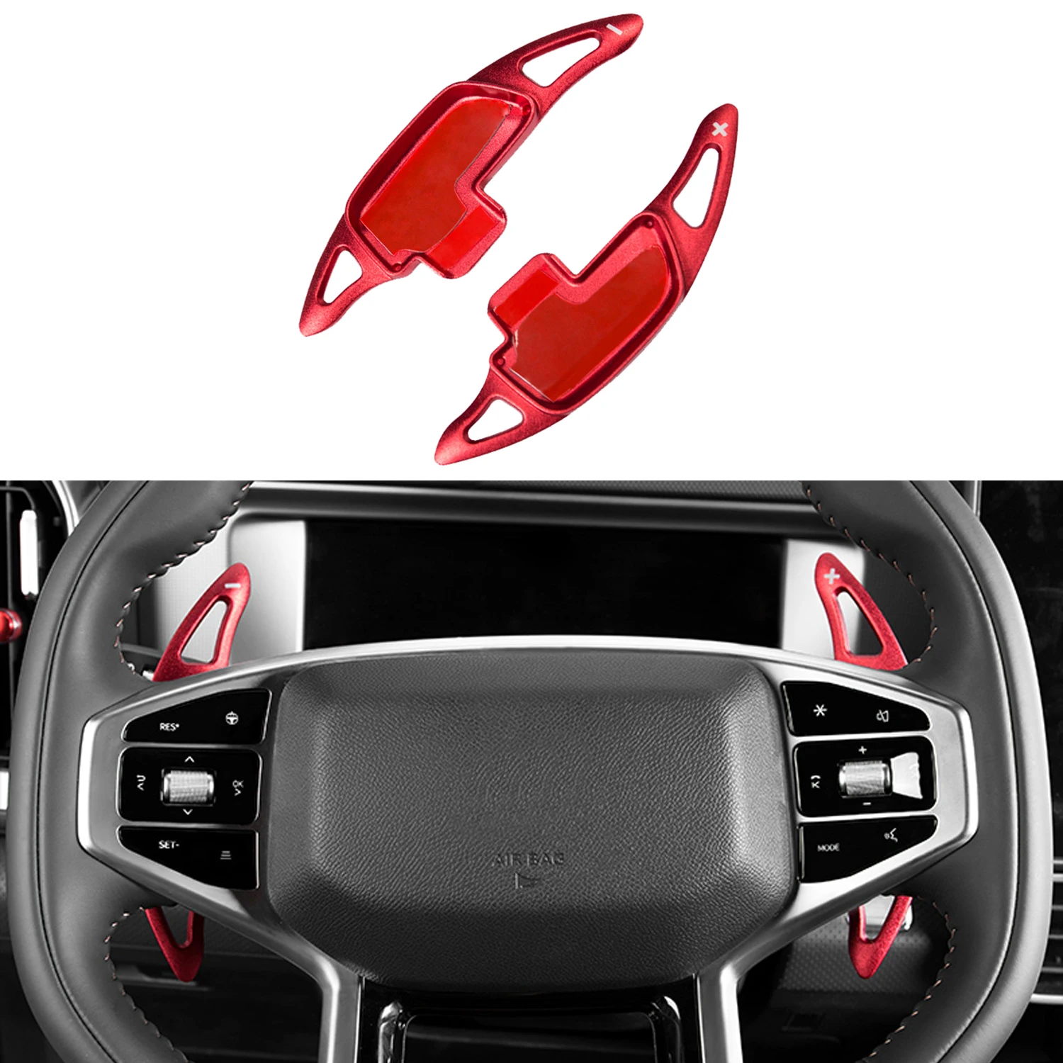 For Jetour Traveller T2 2023 2024 Red Steering Wheel Paddle Shift Extension Shifters Sticker 2pcs Car Interior Accessories