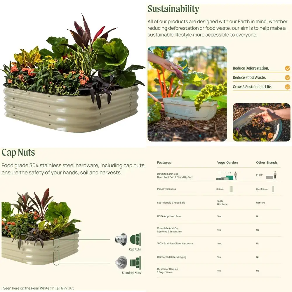 

Модульный комплект металлической садовой кровати — 11 высоких кашпо 4-в-1 для овощей, цветов и трав