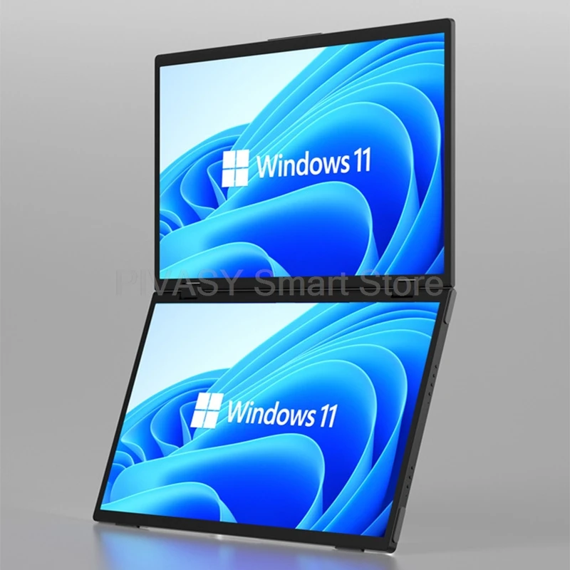 شاشة محمولة بشاشة مزدوجة 15.6 بوصة لمضيف PS5 Switch HD 1080P PC شاشة ثانوية 360 °   لوحة LCD IPS ذات كابل واحد للدوران