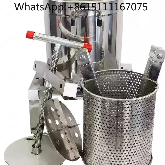2 in 1 Manual Juicer and Honey Press, Stainless Steel Home Honey Extraction Kit with Wax Filter for Fresh Juice & Pure Honey