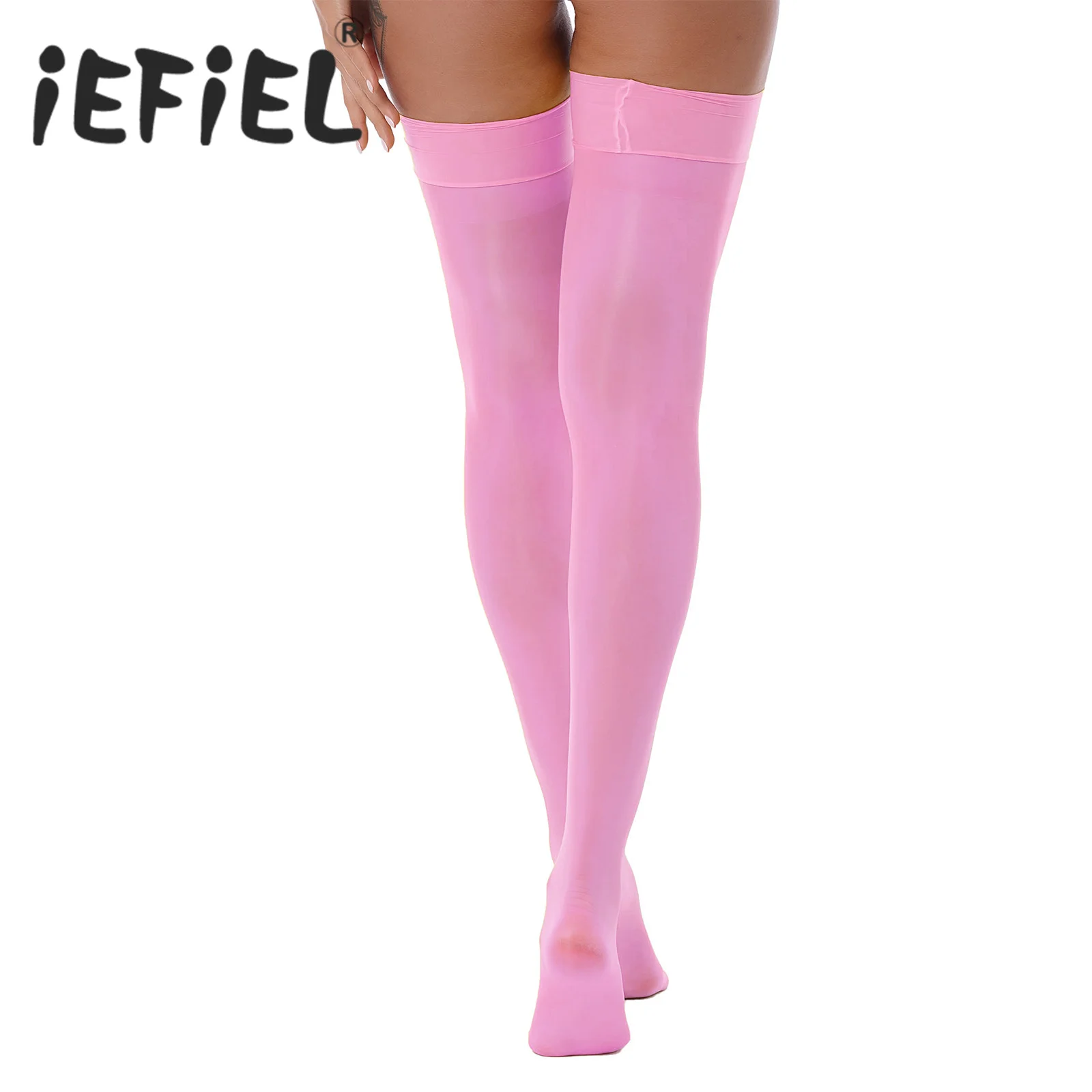 

Womens Glossy See-through Stockings Over Knee Hosiery See-through Thin StretchyThigh High Exotic Long Socks Stretchy Leggings