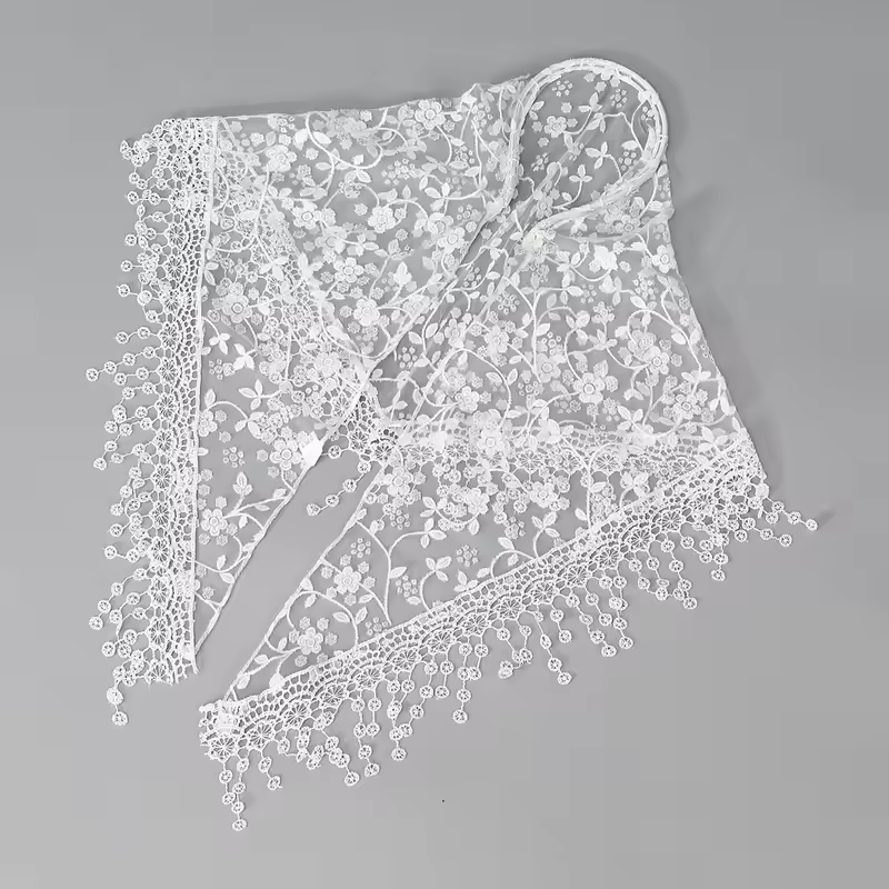 Elegant Lace Scarf Hollow Out Embroidery Foulard Bandana Solid Color Triangular Scarf Thin Vintage HandkerChiefs for Hair Woman - Image 40