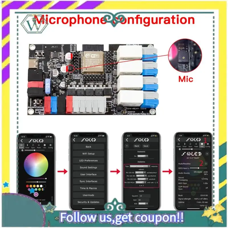 

НОВАЯ макетная плата ESP32 DIY макетная плата для Tasmato/WLED/IOT с микрофоном