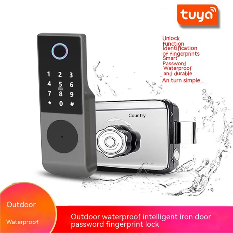 Outdoor iron door waterproof electronic door lock TUTA smart door lock WiFi remote control waterproof password fingerprint lock