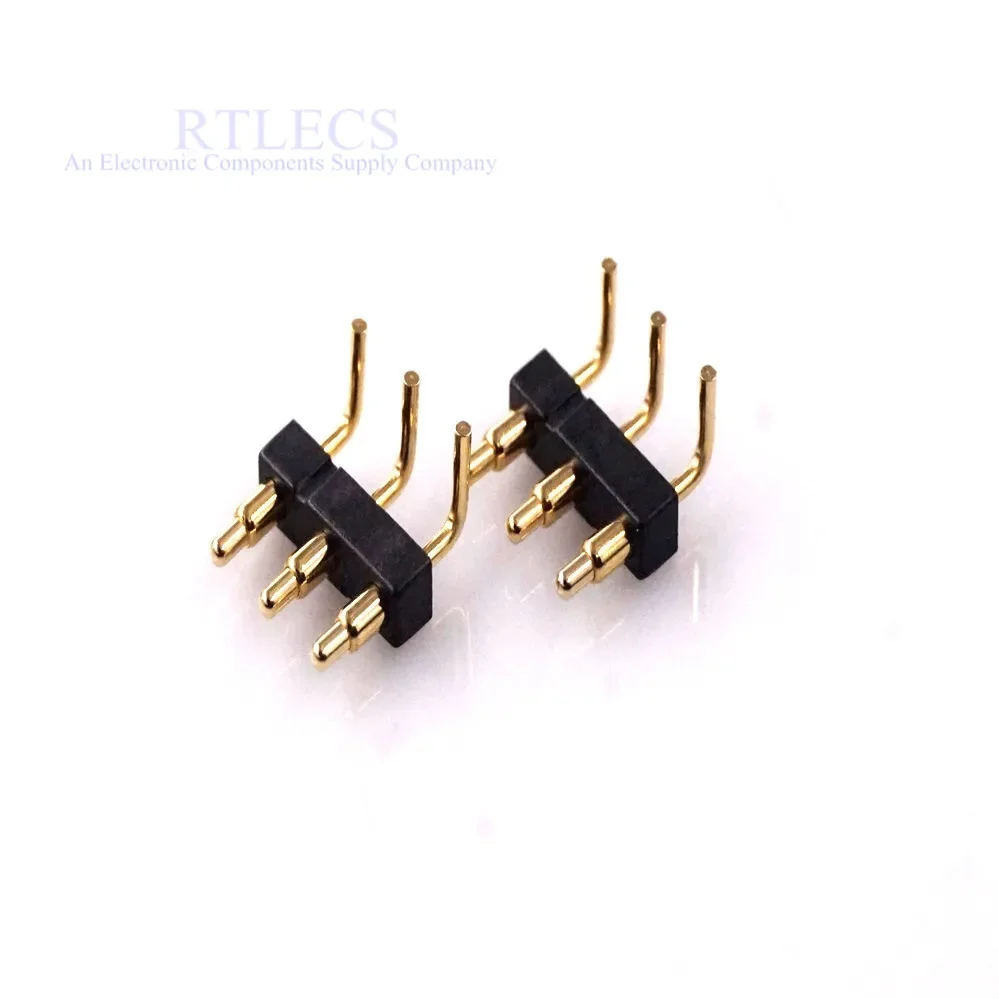 10 Pcs Spring Loaded Pogo Pin Connector 3 Pin 3.5 Mm Pitch Horizontal 9.2 Mm Height Through Holes PCB Single Row Strip 1A 12V DC