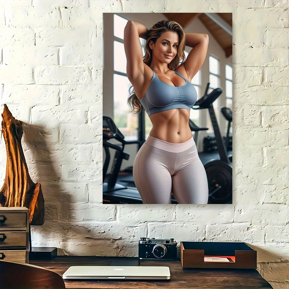 Confident Fitness Woman Inspirational Gym Wall Art Poster Framed for Home Office Decor Workout Motivation Gift