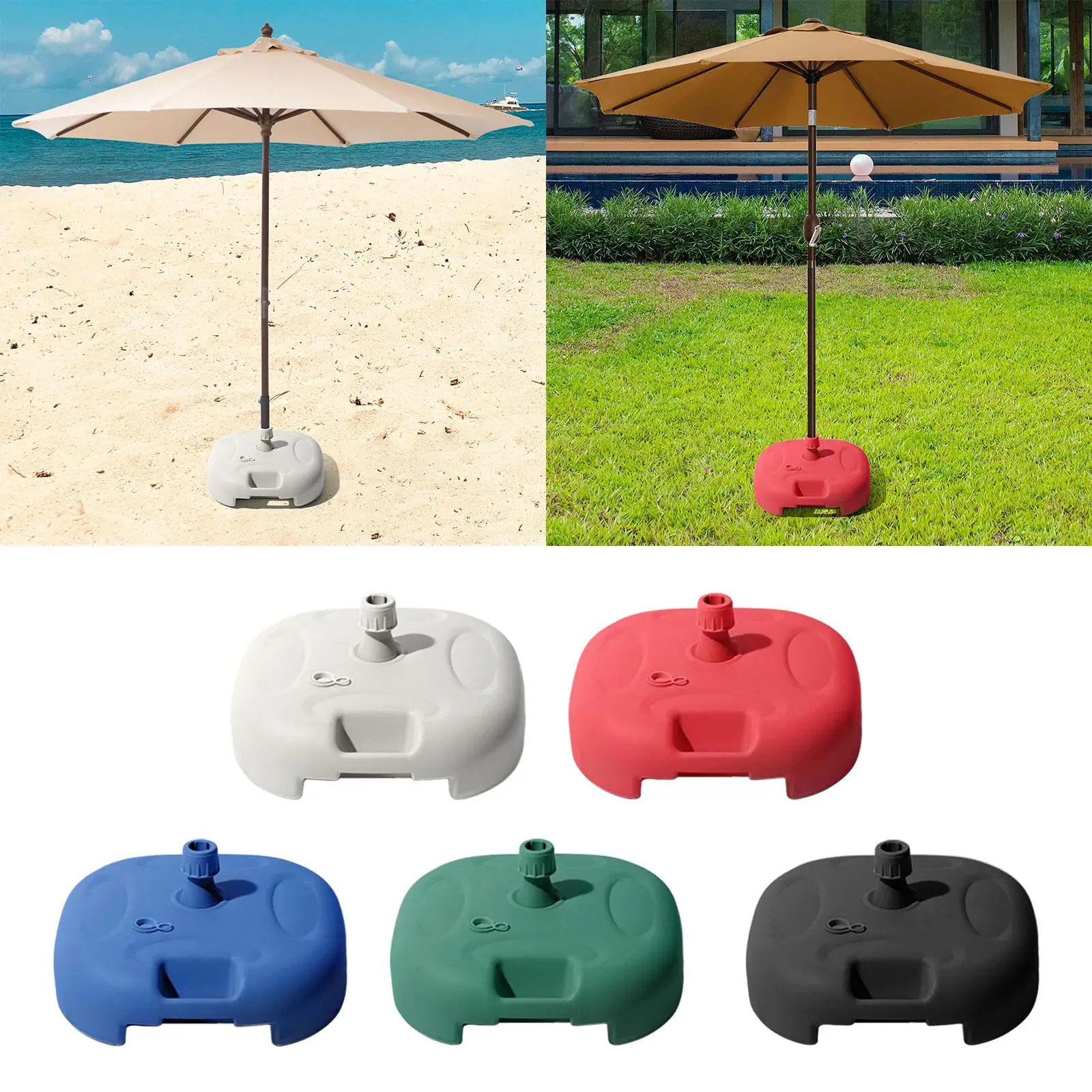 

Основание для зонта для патио, многоразовый ветрозащитный держатель для стержня, наполненный водой/песком вес для зонта для уличного пляжа, у бассейна, патио, двора