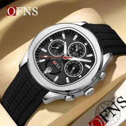 OFNS Casual Waterproof Date Sports Watches Clock For Men Male Relogio Masculino Three Eyes Six Needles Quartz Wristwatches reloj