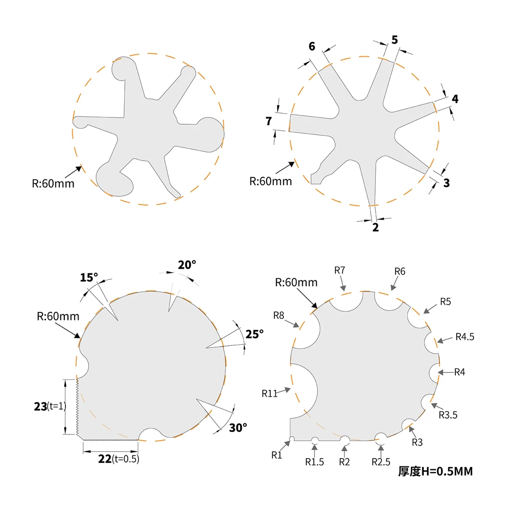 Model Scraper Chamfer Scraper Angle, Curved Surface, Curve, Plane Multi-Part Scraping and Trimming Tool 0.5mm Thickness