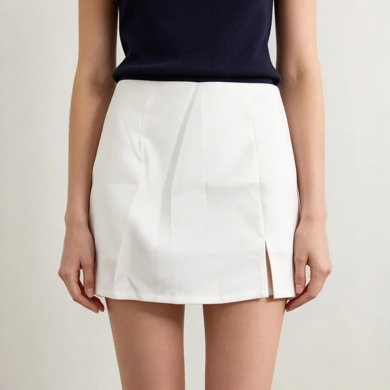 Solid Women Split Hem Mini Skirt High Waist Slim Short Skirt Casual Daily Street Skirt