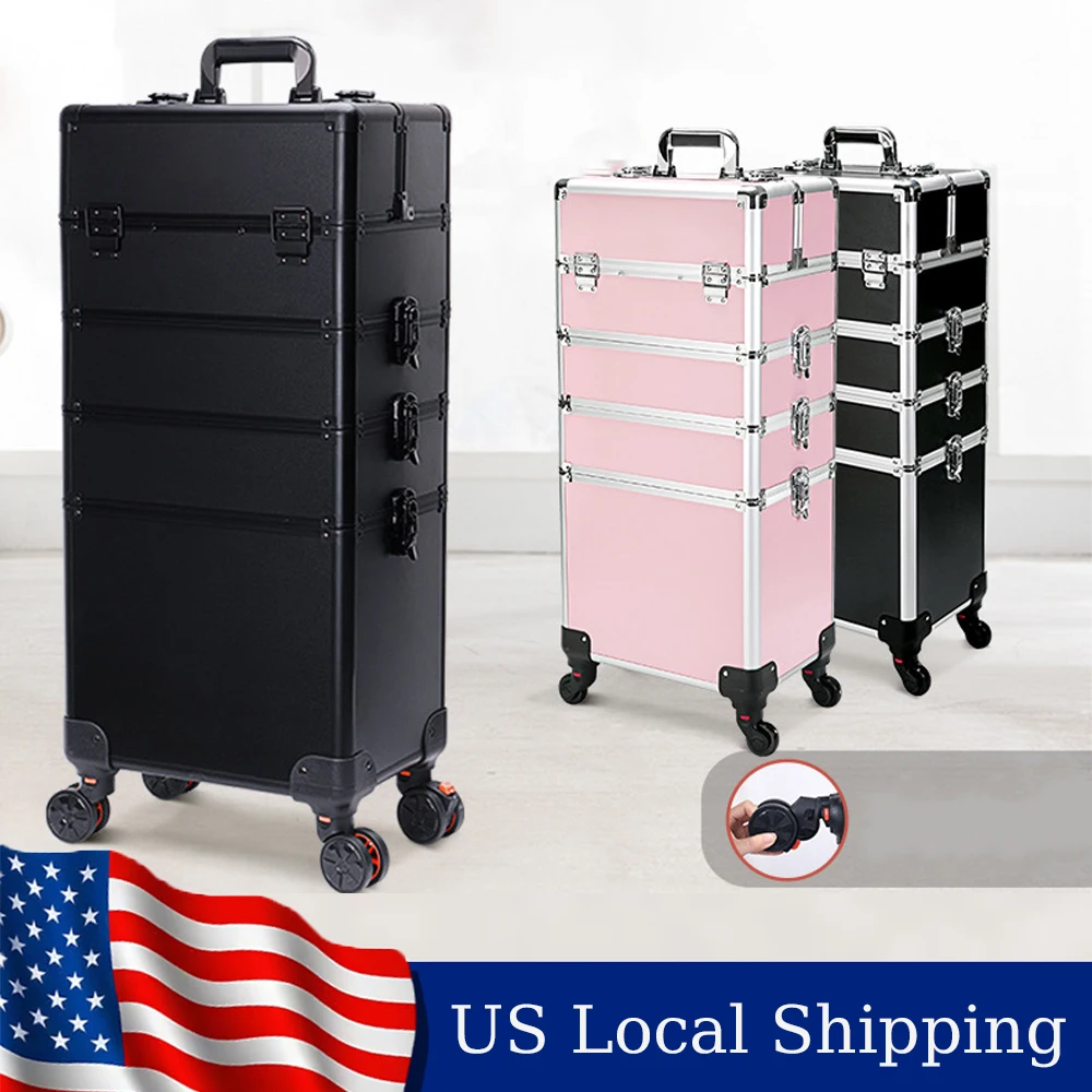 

Rolling Makeup Case 4 In 1 Removable Make Up Case Extra Large Cosmetic Case Rolling Makeup Case Trolley Makeup with Wheels