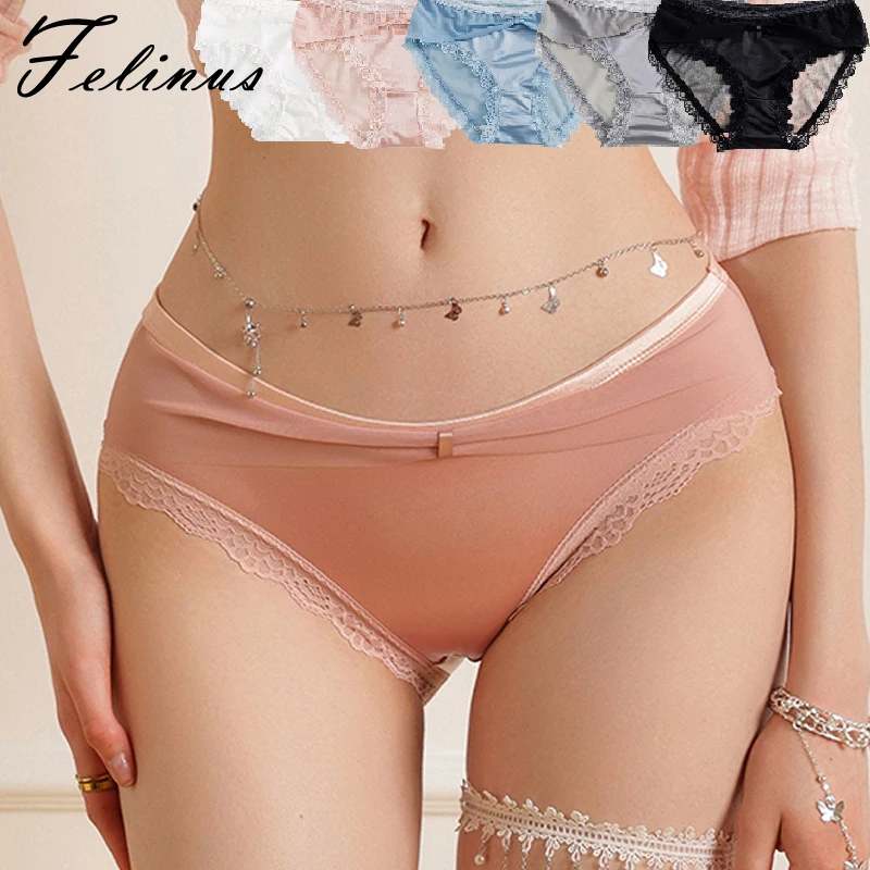 Felinus Frauen Beliebte Schleife Spitze Sexy Satin Unterwäsche Nahtlose Transparente Mesh Dreieck Höschen Haut Freundliche Versuchung Dessous