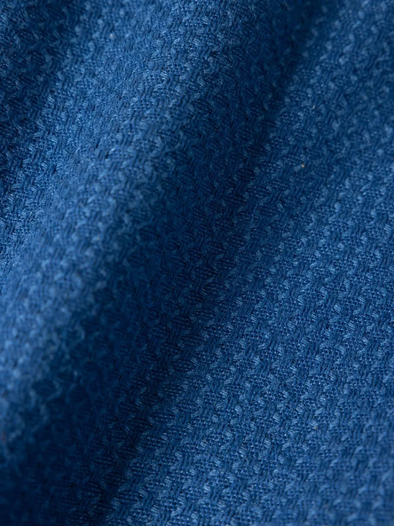 Double Sided Commuting Jacket with Blue Hidden Button 100% Natural Mulberry Silk Grid Design V-neck Hidden Button Jacket