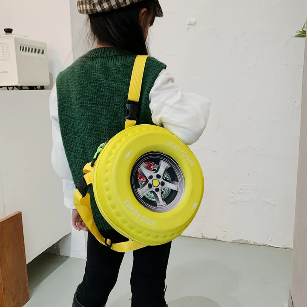 Colorful Tyre Shaped Children\'s Schoolbag EVA 3D Cartoon Wheel Kindergarten Shoulder Bag Load Reducing Kid Backpack