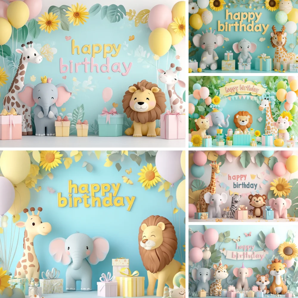 

Jungle Wild Animal Theme Backdrop Cartoon Lion Giraffe Children Birthday Party Decoration Newborn Baby Shower Supplies Kid Gifts