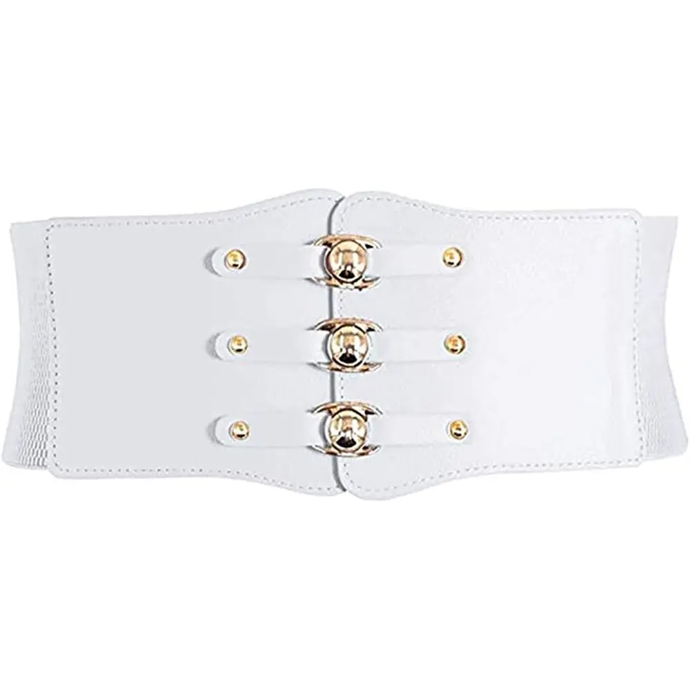 

All-match Female Slimming Body Metal Buckle Elastic Waist Strap Wide Waistband PU Leather Cummerbund Skirt Decorations