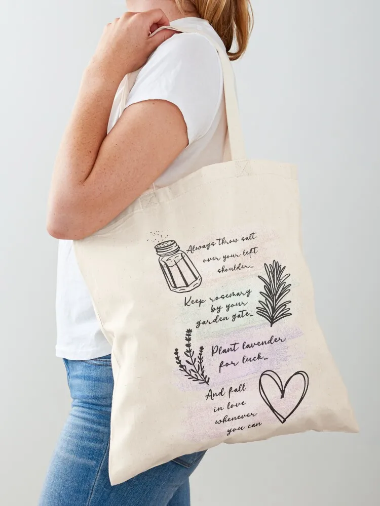 Always Throw Spilled Salt Practical Magic Inspirit Quote Tote Bag custom tote bag Women's bags Women's handbag Canvas Tote Bag