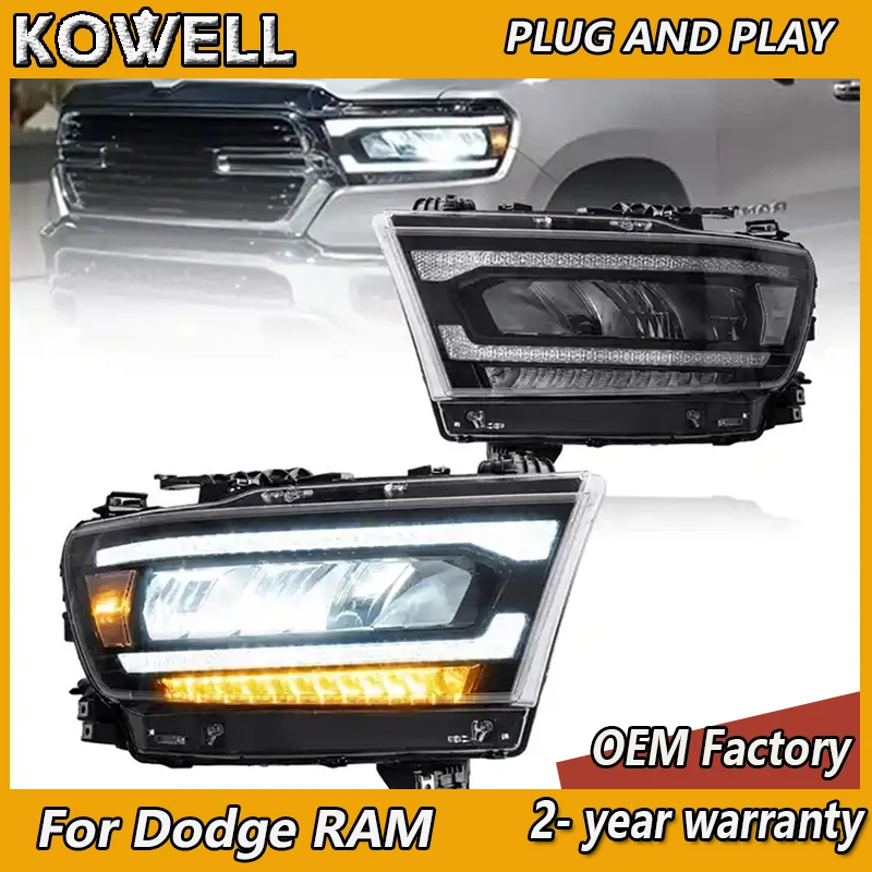 Car Styling for Dodge Ram Headlight 2019-2021 Ram 1500 Headlights DRL Turn Signal High Beam Projector Lens