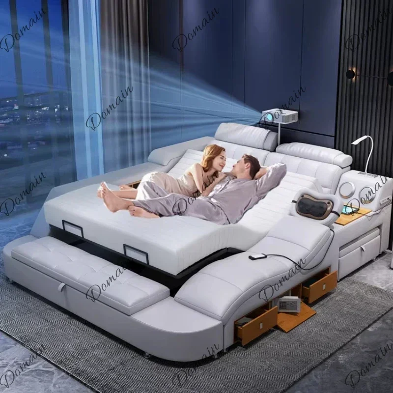 SX Comforter Adult Double Bed Luxury Modern Princess Smart Full Size Double Bed Headboards Bedframe Camas De Dormitorio Furnitur