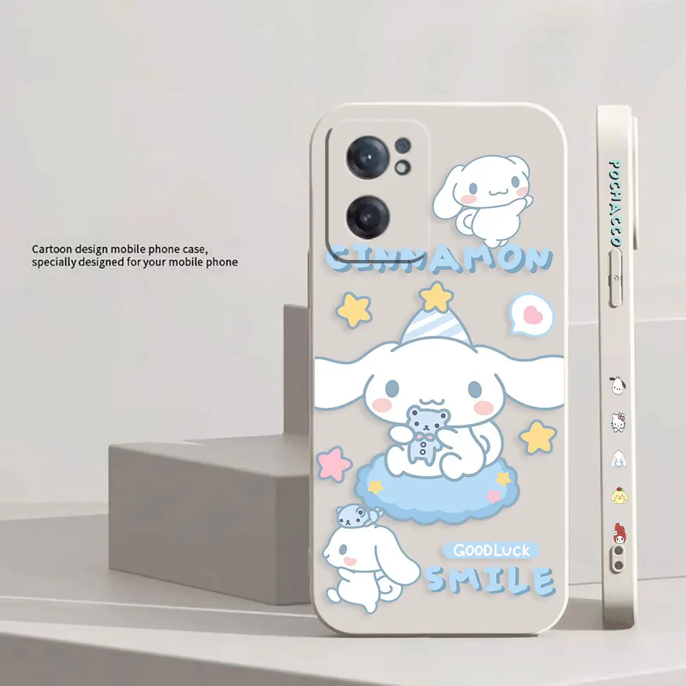 Cute Pochacco Cinnamoroll Phone Case For Oneplus 9 9R 8 8T 7 7T 6 ACE 2V NORD 2 3 Lite Pro Colour Liquid Case Funda Shell Capa